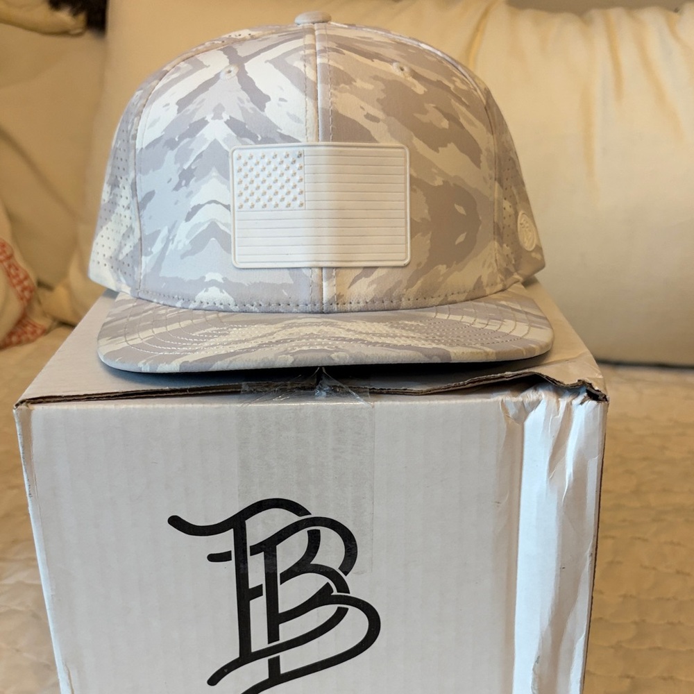 Branded Bills Elite Snow Camo Flatbill USA Flag Patch